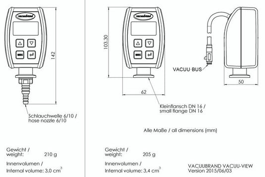 Dark Slate Gray VACUUBRAND VACUU-VIEW Extended Vacuum Gauge
