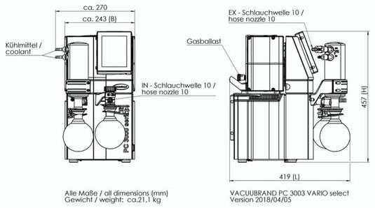Light Gray VACUUBRAND PC 3003 VARIO Select Chemistry Pumping Unit