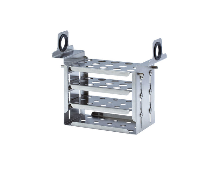 Gray Polyscience Test Tube Rack – Stainless Steel and Polycarbonate for Various Tube Sizes
