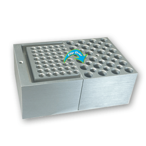 Gray Quick-Flip™ Universal block Side 1: Holds: 24 x 1.5ml/2.0ml & 14 x 0.5ml Side 2: Holds: 6 x PCR strips, 48 x 0.2ml or 1 PCR Plate