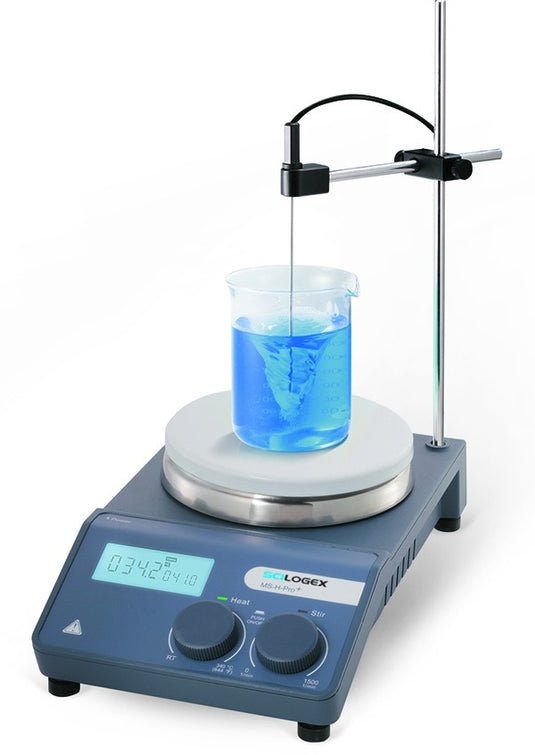 Light Gray Scilogex SCI340-Pro Circular LCD Digital Magnetic Hotplate Stirrer, ceramic plate, 110V