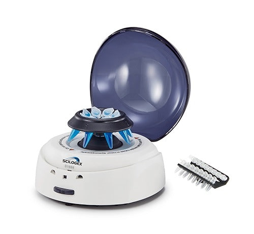 Light Gray Scilogex EZee Mini Centrifuge with rotors & adapters