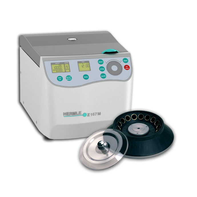 Gray Hermle Z167M microcentrifuge, includes 18 x 1.5/2.0ml rotor