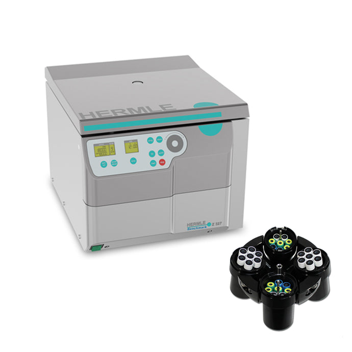 Gray Hermle Z327 Centrifuge Blood Tube Bundle w/ Swing Out Rotor for 1.8-7ml and 8-10ml Tubes