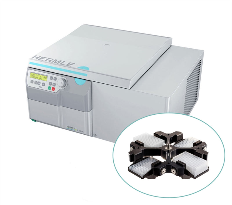 Load image into Gallery viewer, Light Gray Hermle Z446-K Refrigerated Centrifuge w/ Microplate Rotor
