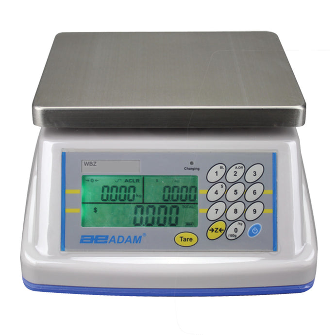 Light Slate Gray Adam Equipment WBZ 15aM - WBZ Washdown Retail Scales -  Capacity: 15lb / 6kg, Readability: 0.005lb / 0.002kg